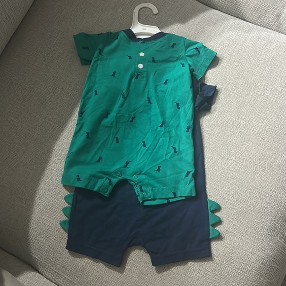 Carter's Navy and Teal Baby Dino Romper Set - Picture 2 of 2